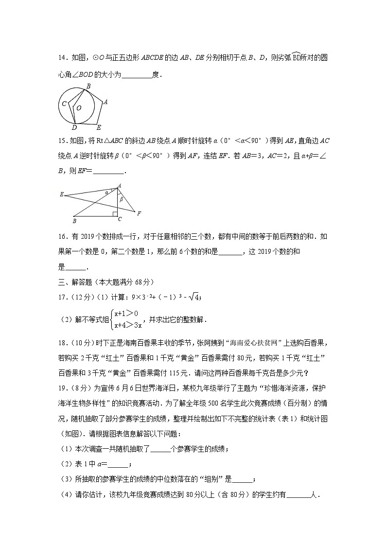 2019年海南省中考数学试卷与答案第3页