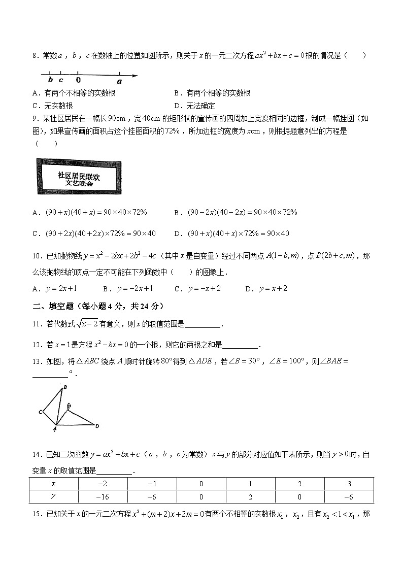 福建省厦门市金尚中学2022-2023学年九年级上学期期中数学试题(无答案)02