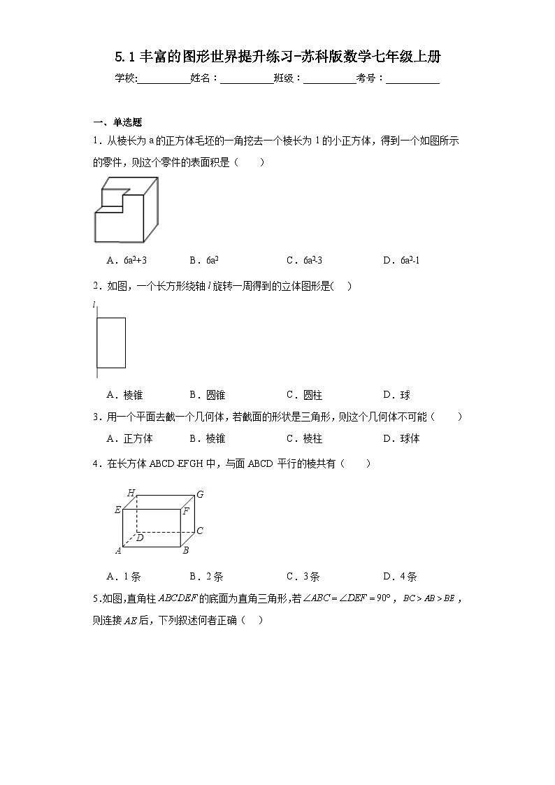 5.1丰富的图形世界提升练习-苏科版数学七年级上册第1页