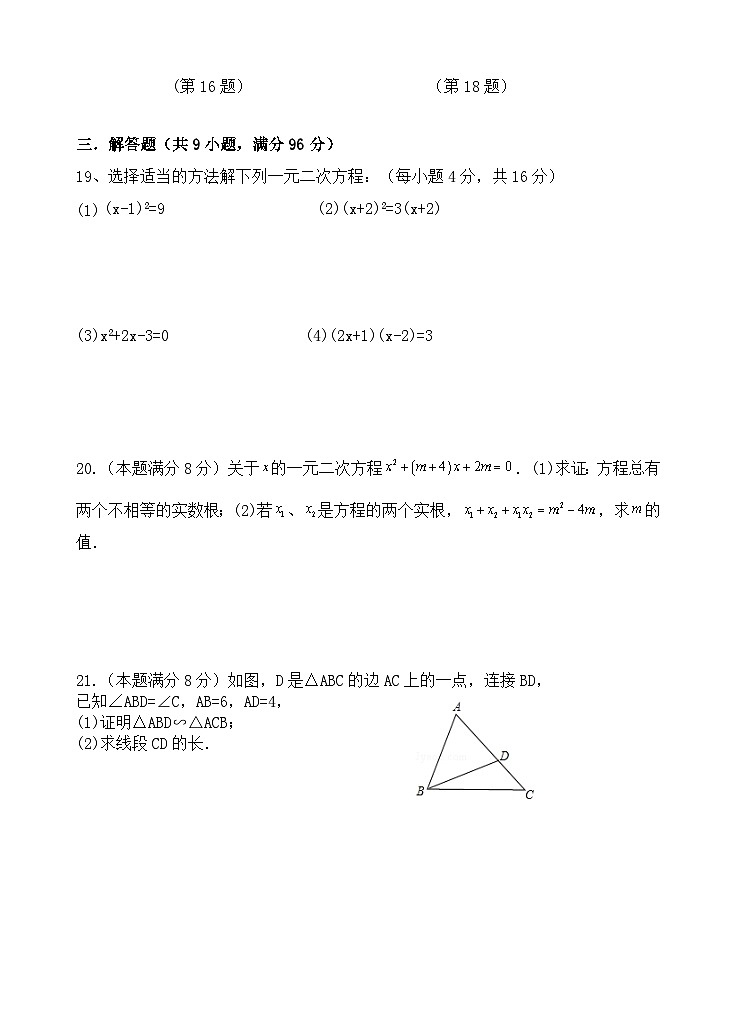 江苏省宜兴市树人中学教育集团2023-2024学年九年级上学期第一次(月考)调研数学试卷03