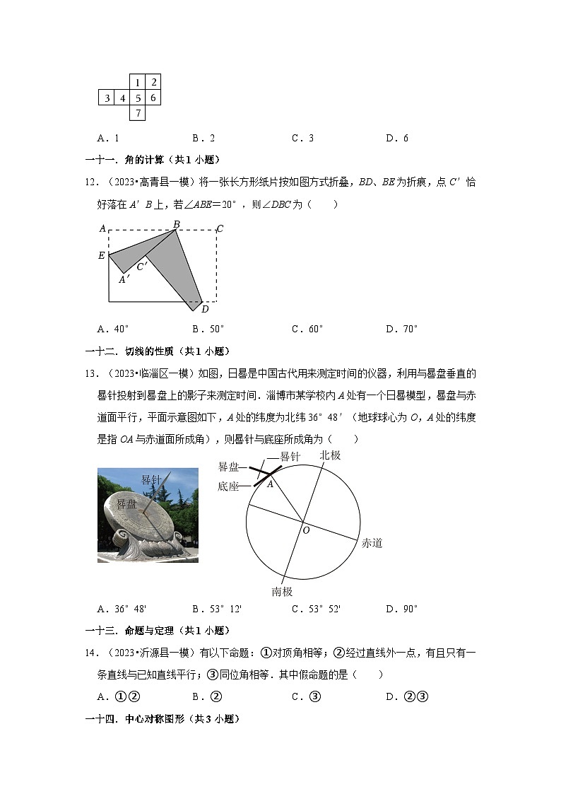 山东省淄博市2023年各地区中考考数学模拟(一模)试题按题型难易度分层分类汇编-01选择题(基础题)第3页