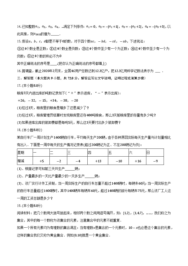 苏科版初中数学七年级上册第二单元《有理数》单元测试卷(困难)(含答案解析)03