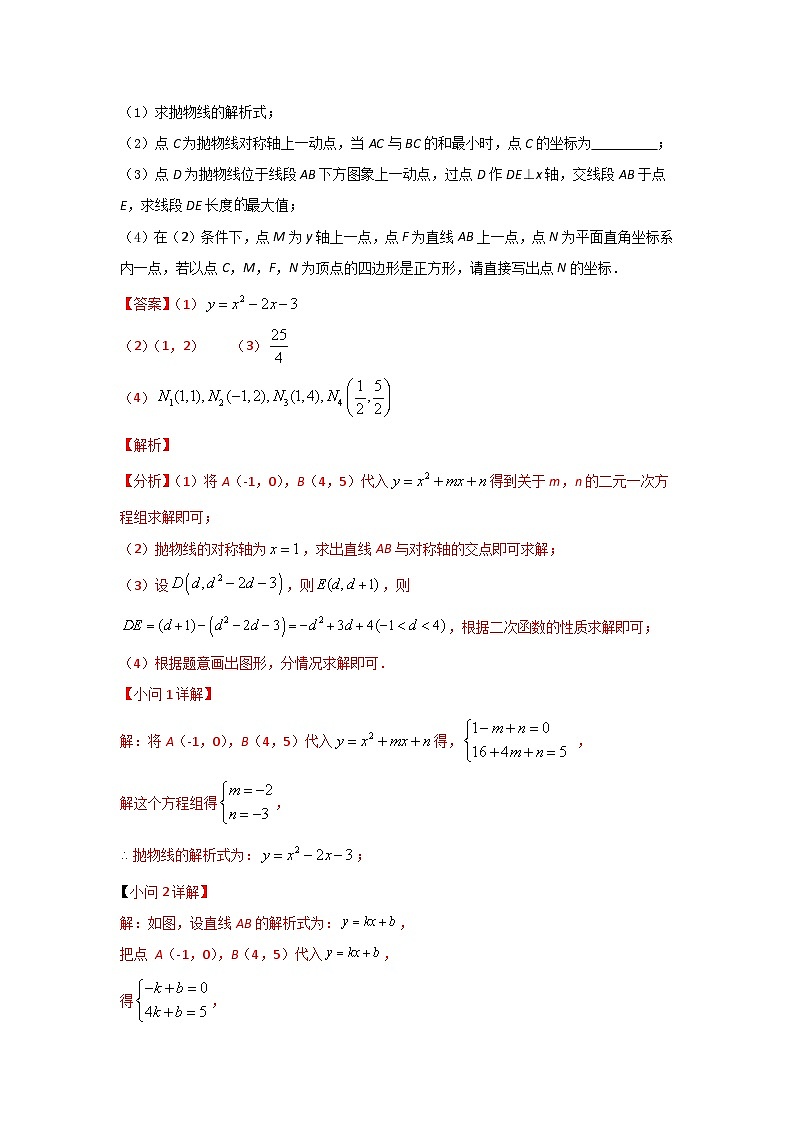 2023学年二轮复习解答题专题三十二:抛物线上的正方形存在性问题探究(解析版)第2页