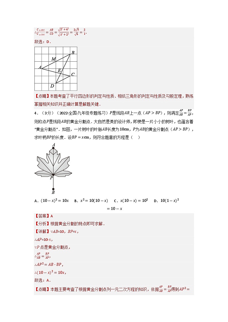 九年級(jí)數(shù)學(xué)下冊(cè)專(zhuān)題27.9 相似章末題型過(guò)關(guān)卷（人教版）（解析版）第3頁(yè)