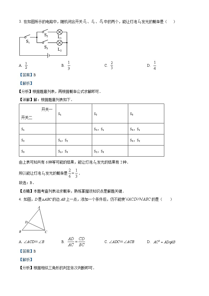 精品解析： 廣東省深圳市紅嶺教育集團2022-2023學年九年級上學期期中數(shù)學試卷（解析版）第2頁