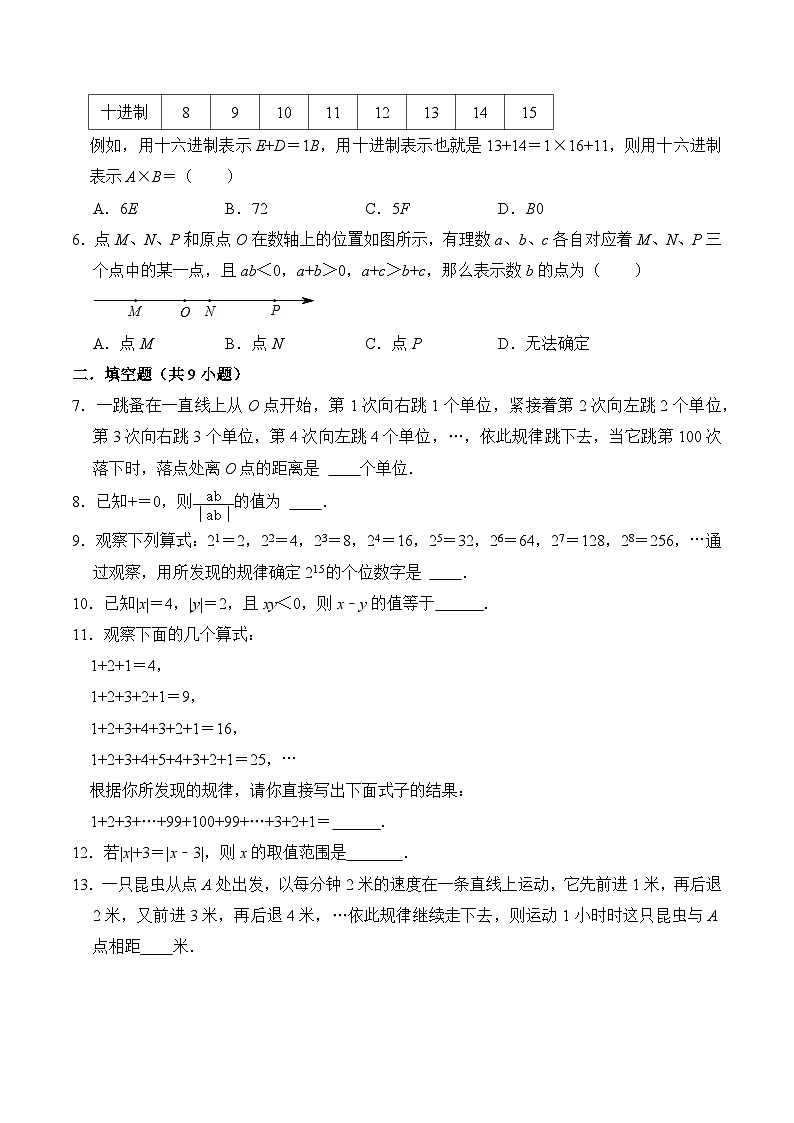 【期中单元复习提升】(北师大版)2023-2024学年七年级数学上册 第二章 有理数及其运算(压轴题专练)02