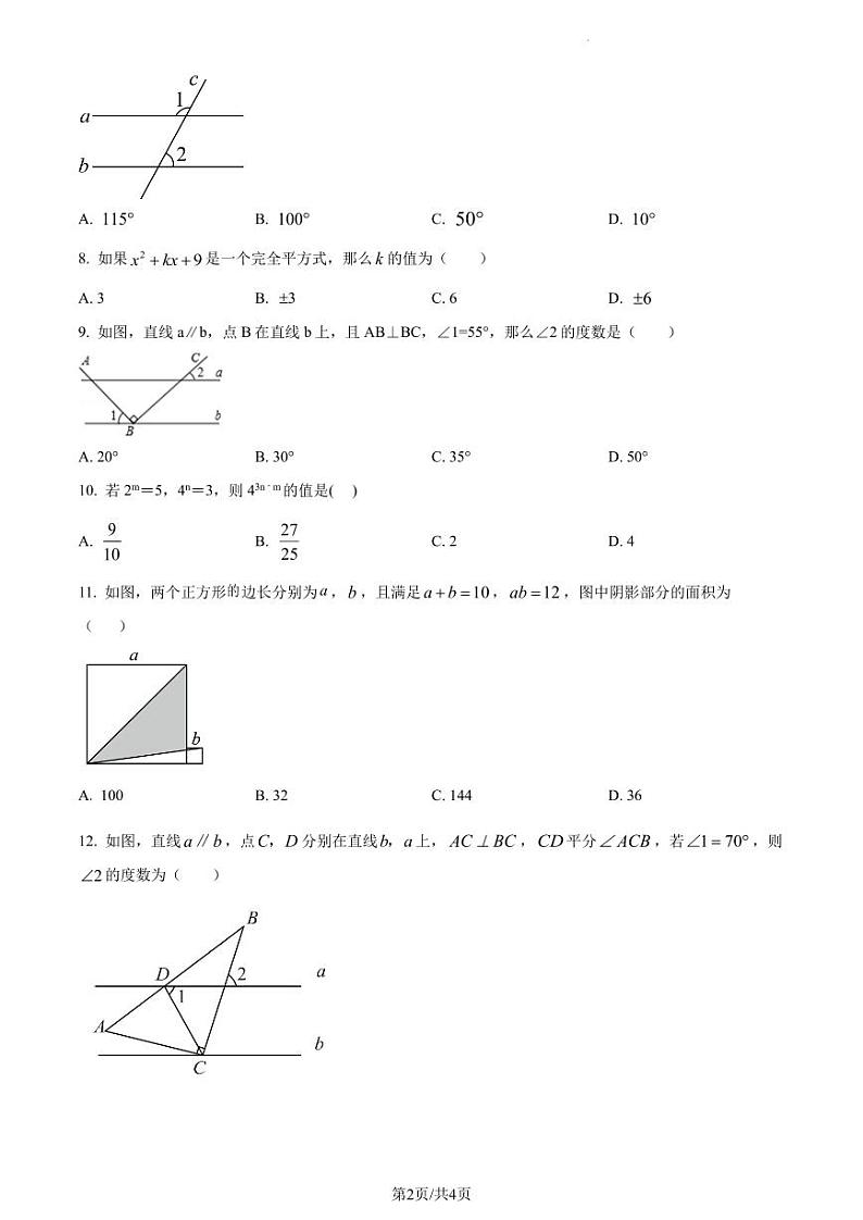 广东省深圳市宝安区振兴学校2022-2023学年七年级下学期期中考试数学试题(原卷及解析版)02