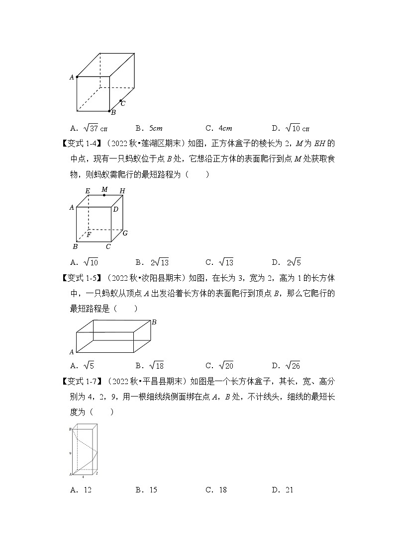 专题01 勾股定理中的最短路径问题与翻折问题(五大题型)-2023-2024学年八年级数学上册《重难点题型•高分突破》(北师大版)03