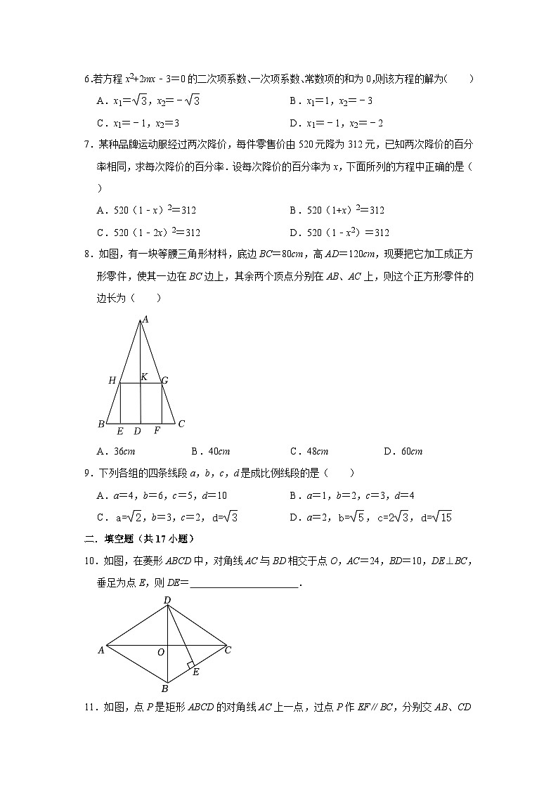 北师大版数学九年级上册期中精品模拟练习(含详细解析)02