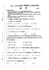 江苏省苏州市工业园区星海实验中学2023-2024学年九年级上学期10月月考数学试卷