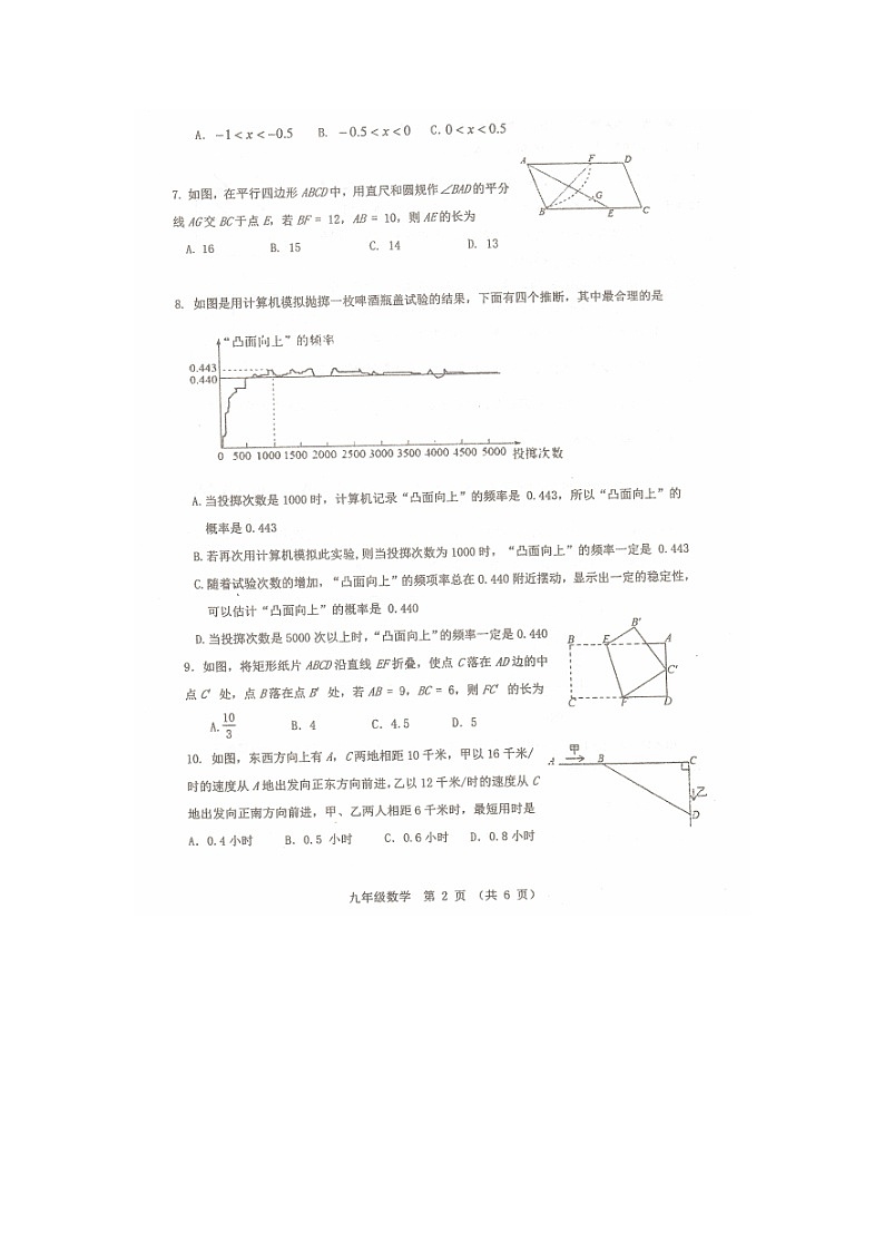 山西省 太原市 杏花岭区山西省实验中学2023-2024学年上学期第一次阶段性测评九年级数学试题 (月考)02