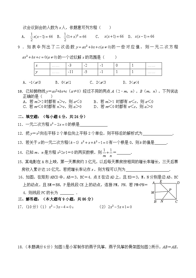 福建省厦门市湖里中学2023-2024学年上学期九年级数学月考试卷第2页