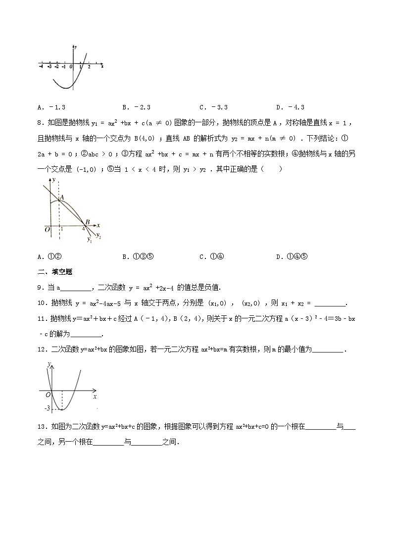 22.2 二次函数与一元二次方程 同步练习 (无答案)人教版数学九年级上册02
