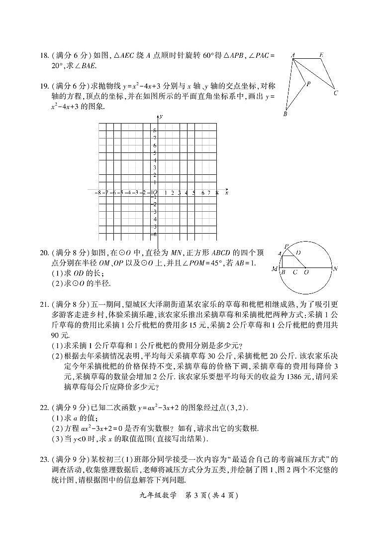 湖南省长沙市望城区2023届九年级上学期期末质量监测数学试卷(含答案)第3页