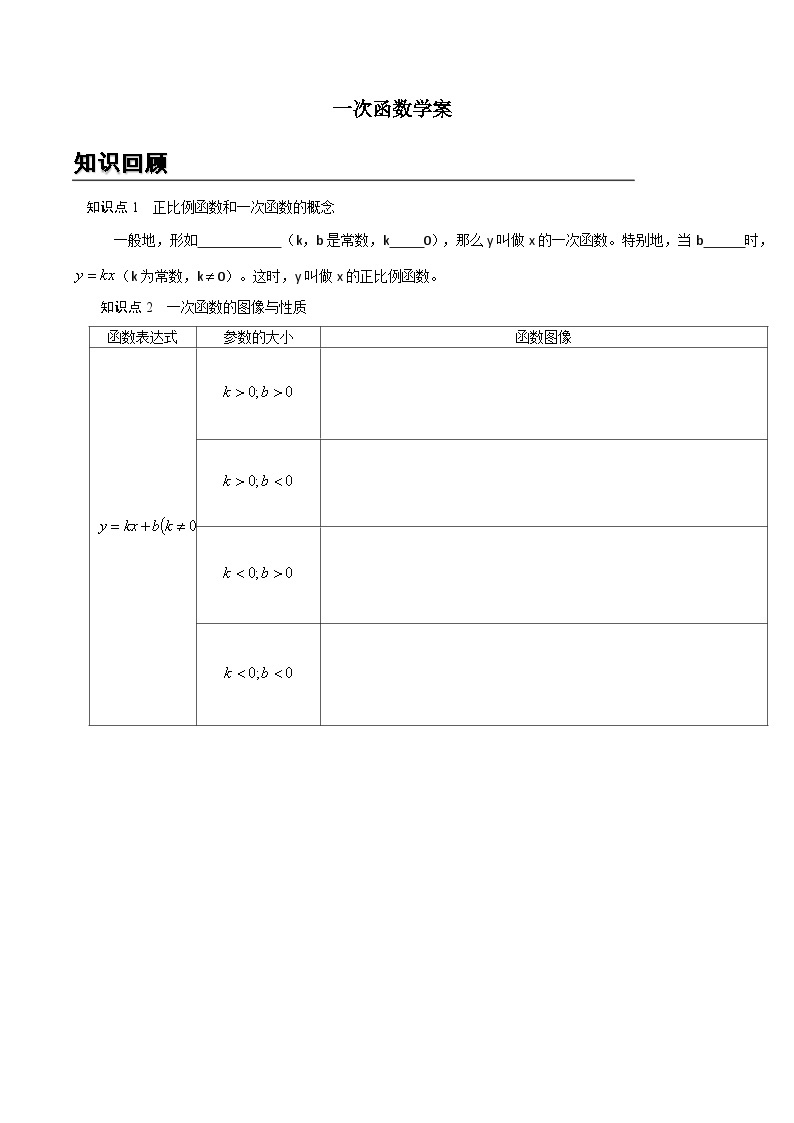 中考数学一次函数专项练习01