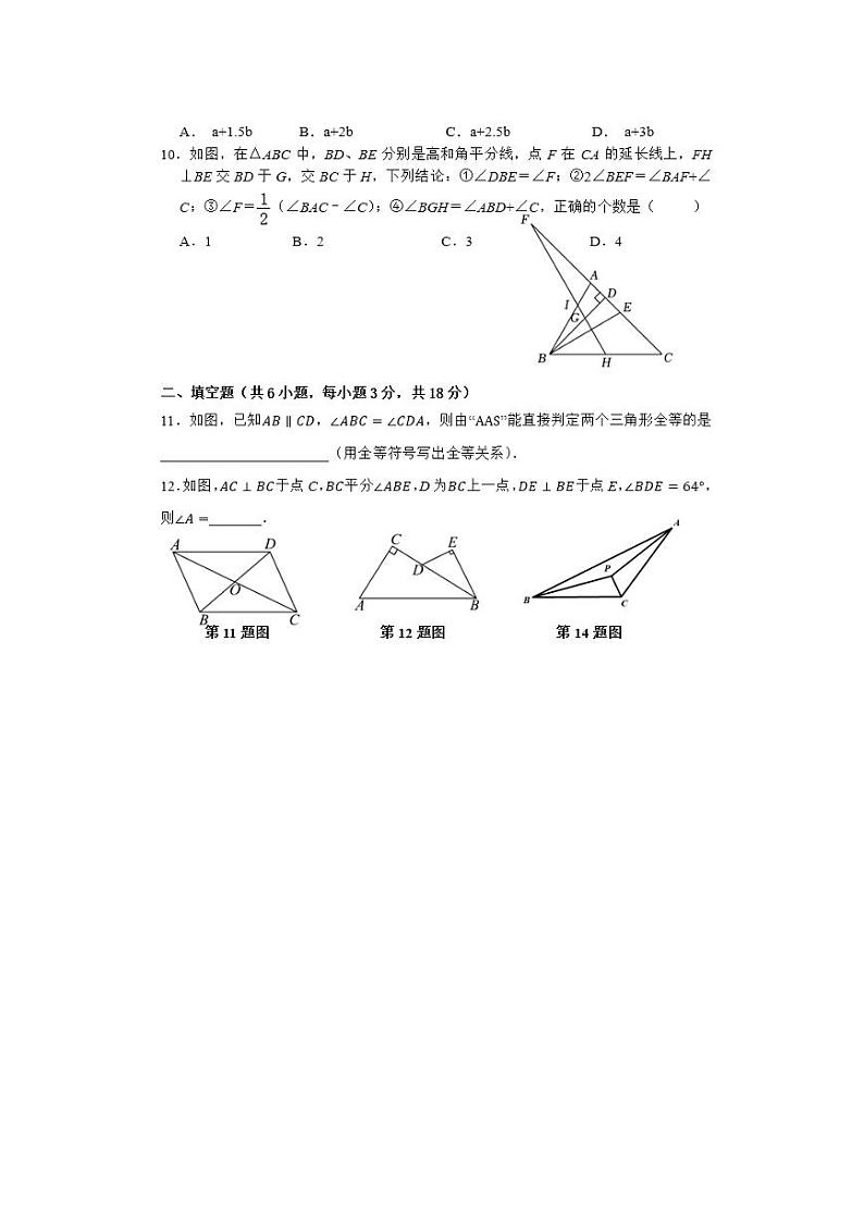 湖北省武汉市光谷实验中学2023-2024学年八年级上学期10月考数学试题02