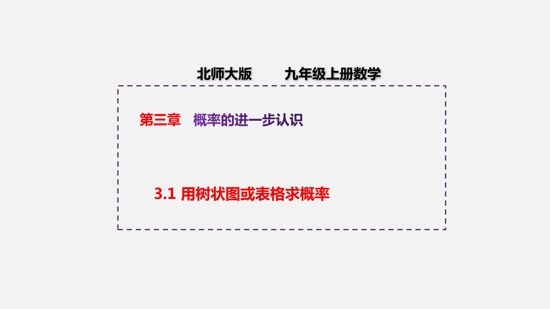 北师大版九年级上册第三章 概率的进一步认识1 用树状图或表格求概率授课ppt课件