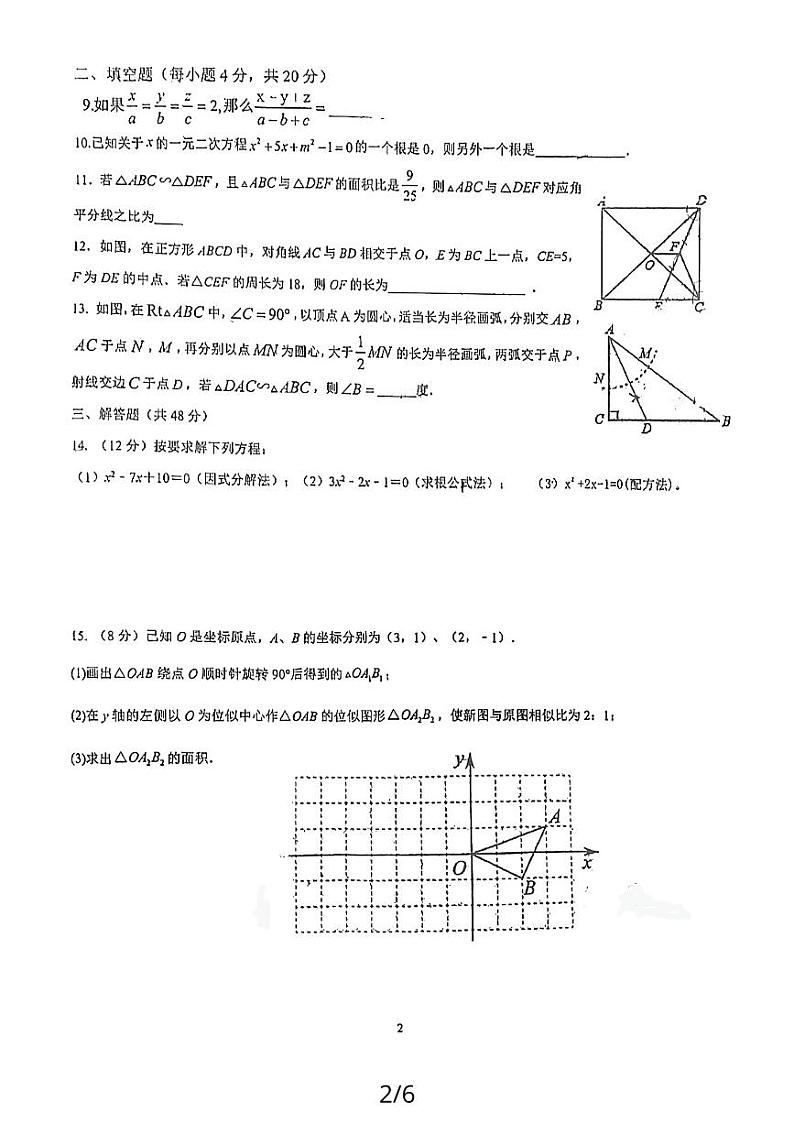 四川省成都市盐道街中学外语学校2023-2024学年九年级上学期10月月考数学试题第2页