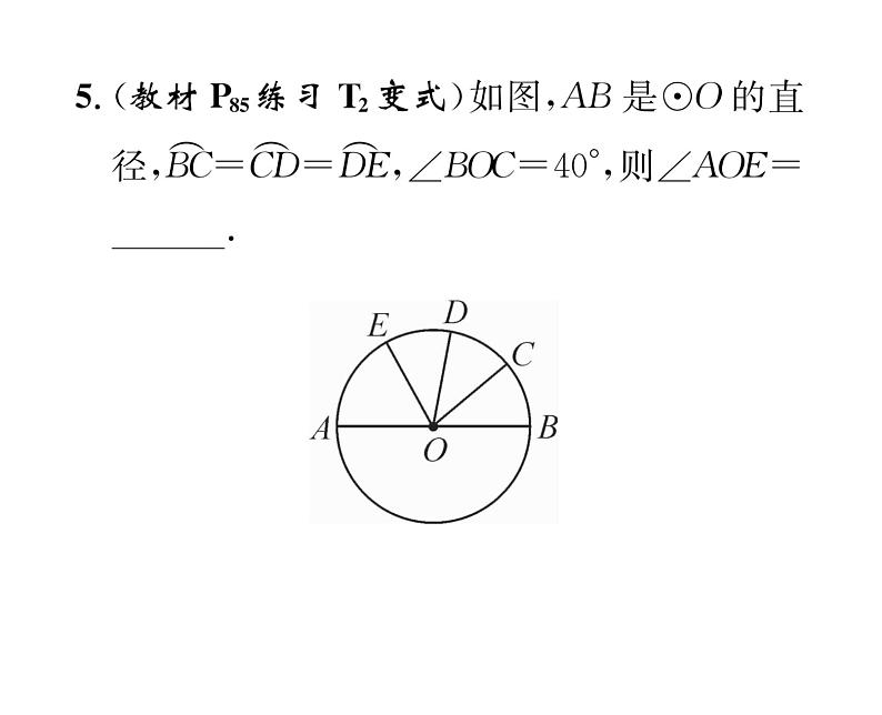 人教版九年级数学上册第24章24.1.3 弧、弦、圆心角课时训练课件PPT第6页