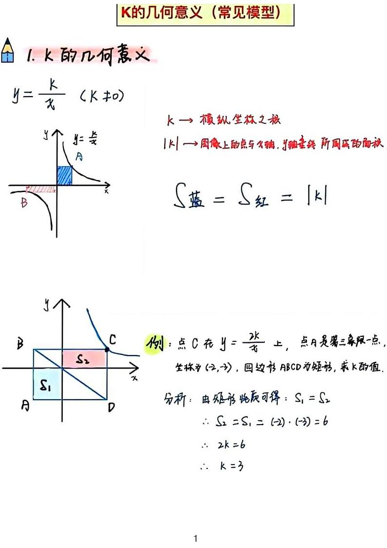 2023反比例函数K的几何意义第1页