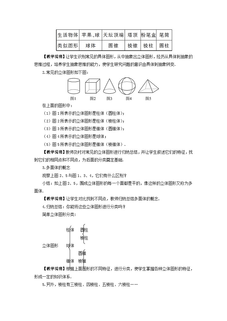 第4章图形的初步认识4.1生活中的立体图形教案(华东师大版七年级上册)第2页