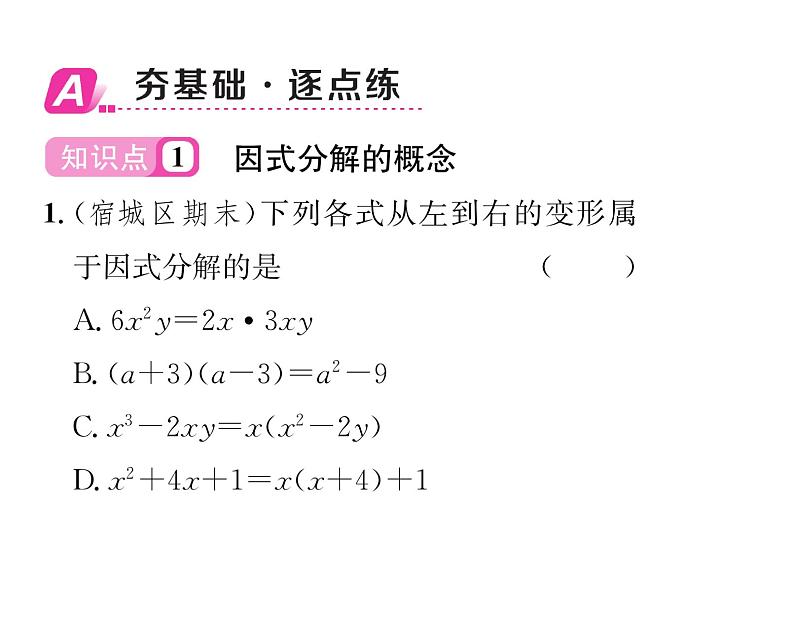 北师大版八年级数学下第四章因式分解1因式分解课时训练课件PPT02