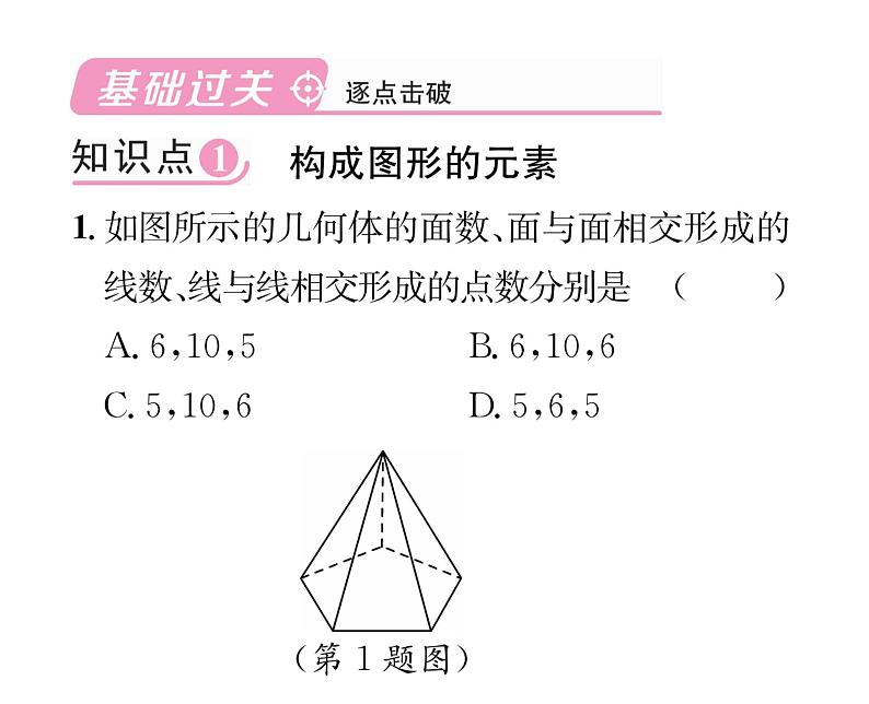 人教版七年级数学上第4章几何图形初步4.1 几何图形4.1.2 点、线、面、体课时训练课件PPT第2页