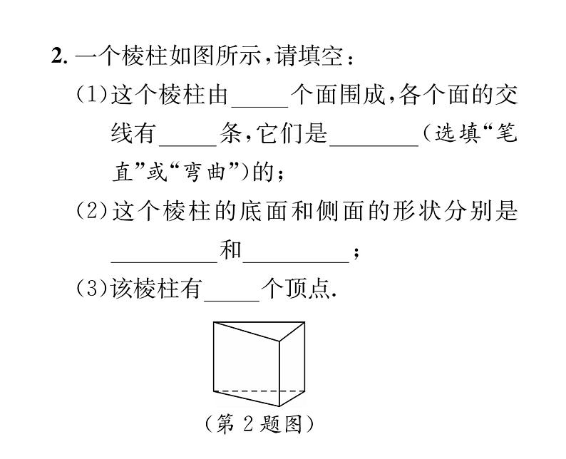 人教版七年级数学上第4章几何图形初步4.1 几何图形4.1.2 点、线、面、体课时训练课件PPT第3页
