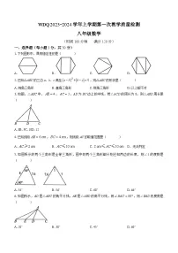 河南省许昌市魏都区2023-2024学年八年级上学期第一次月考数学试题(无答案)