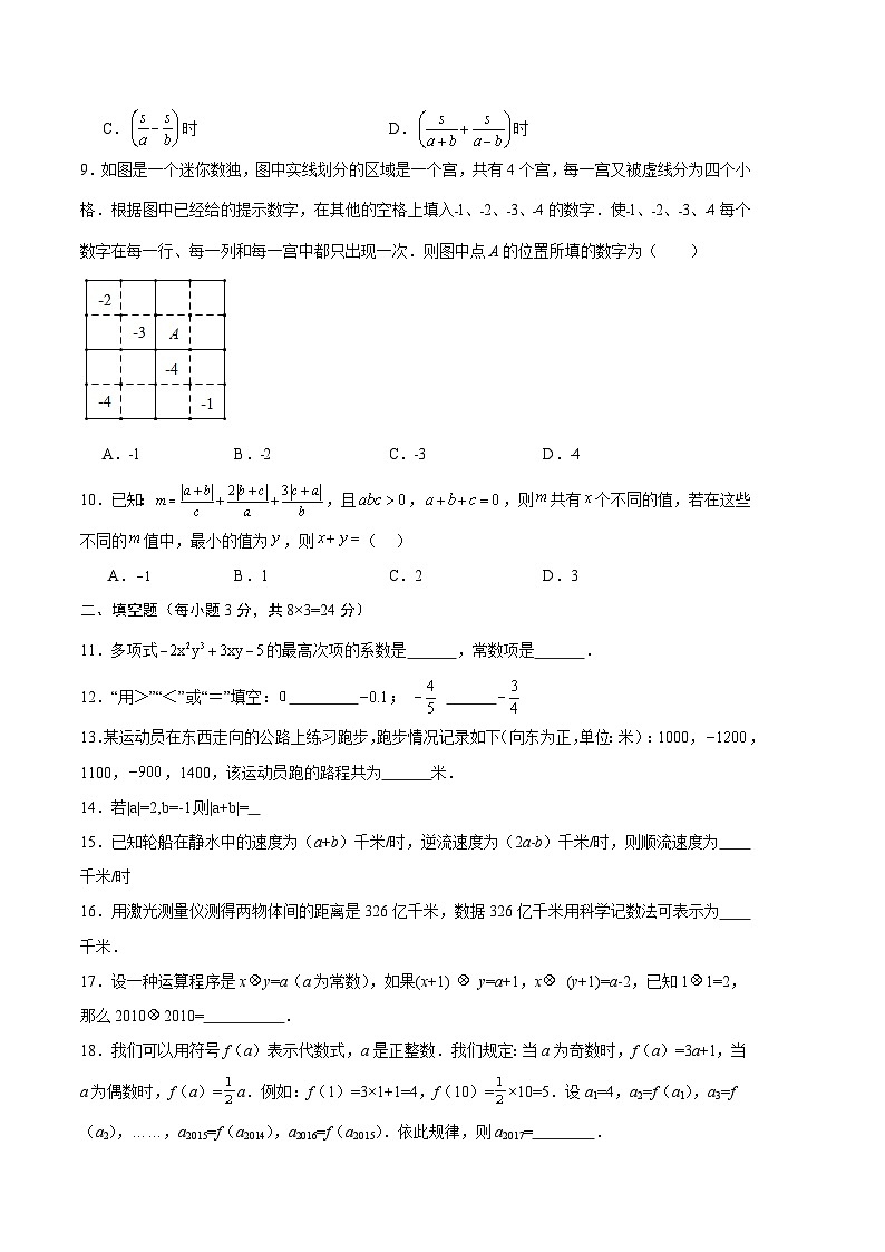 【期中模擬】（人教版）2023-2024學(xué)年七年級數(shù)學(xué)上冊 期中預(yù)測卷 02（原卷版）（人教版） 第2頁