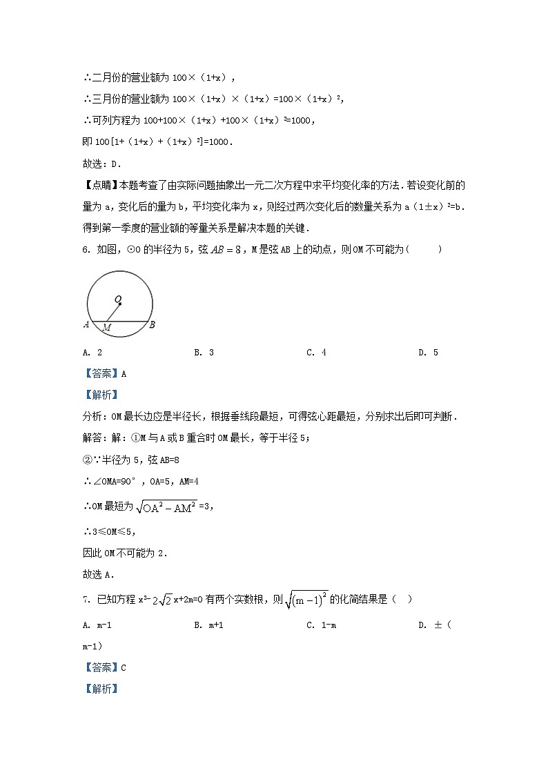2020-2021学年江苏省扬州市江都区九年级上学期数学10月月考考试题及答案第3页
