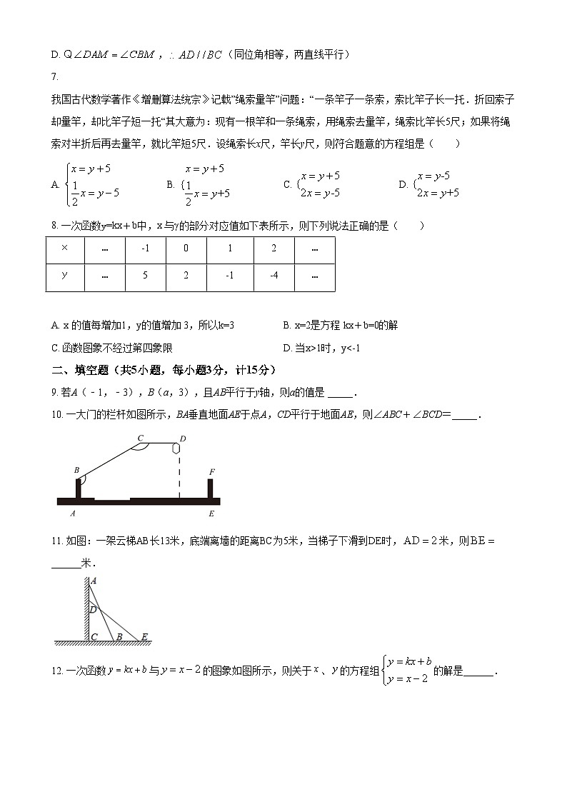 精品解析:陕西省西安市未央区西航二中2021-2022学年八年级上学期期末数学试题03