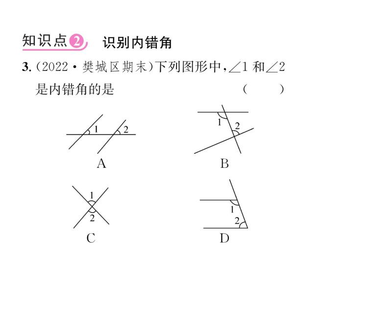 人教版七年级数学下第五章相交线与平行线5.1.3同位角、内错角、同旁内角课时训练课件PPT04