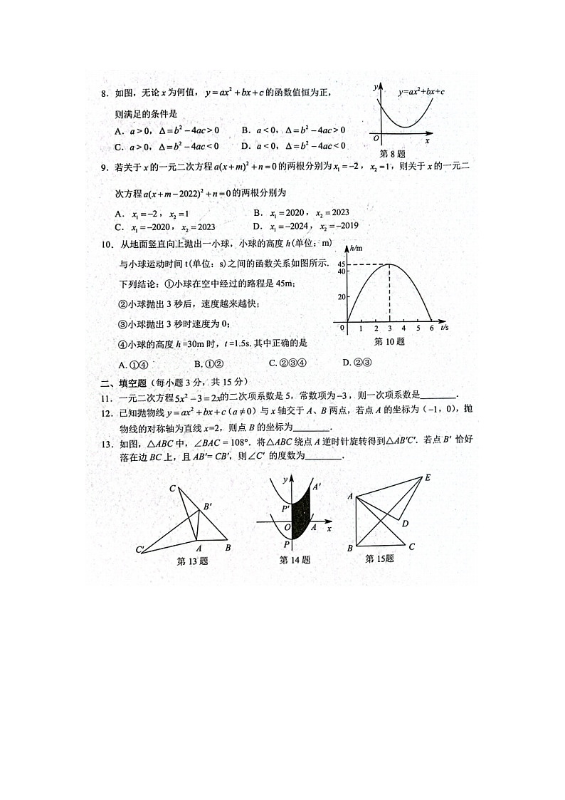 河南省周口市西华县2023-2024学年九年级上学期10月期中数学试题第2页