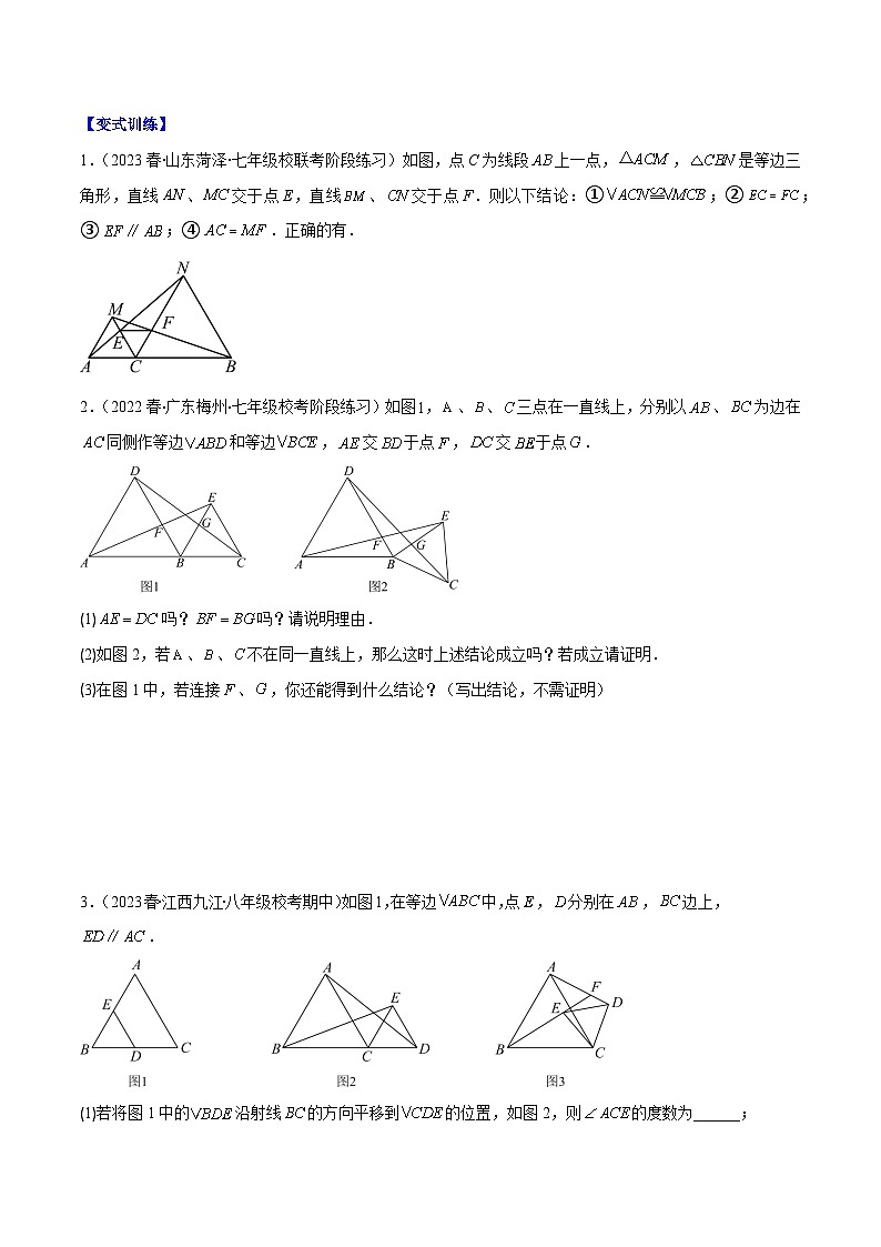 专题13.4 模型构建专题:“手拉手”模型——共顶点的等腰三角形之三大类型-【学霸满分】2023-2024学年八年级数学上册重难点专题提优训练(人教版)02