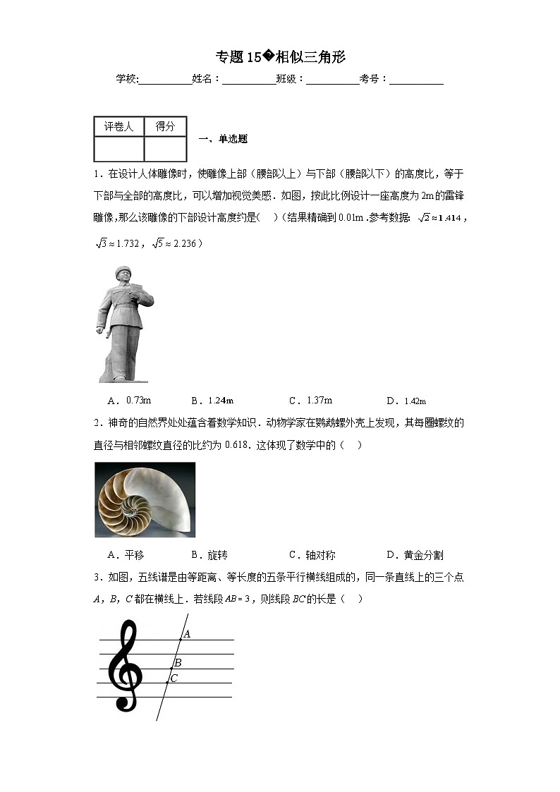 中考数学二轮复习专题15相似三角形含解析答案第1页