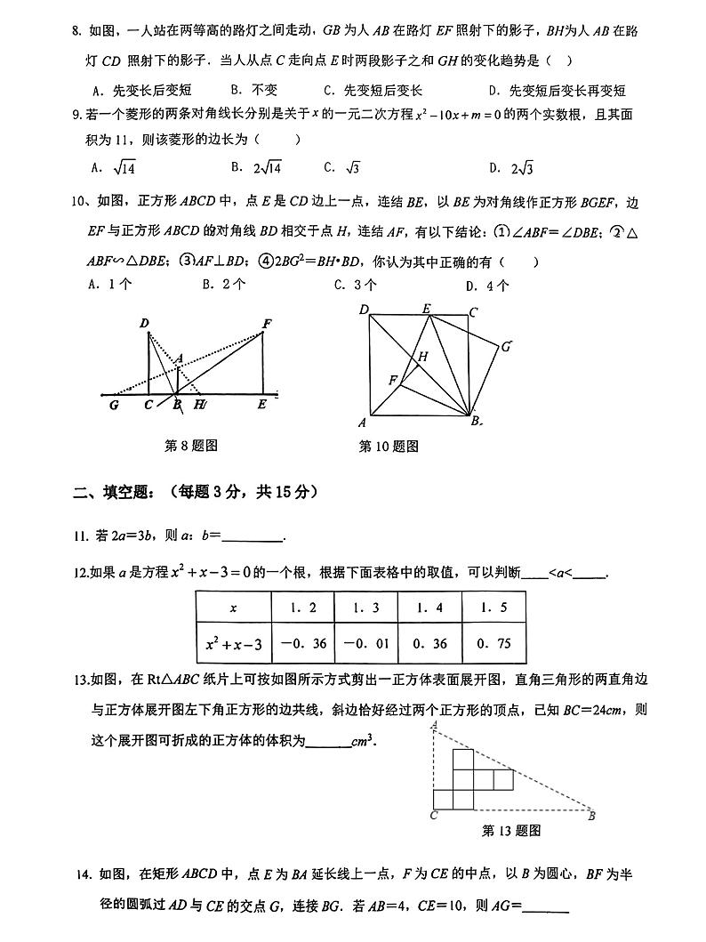 广东省深圳市南山区桃源中学2023-2024学年九年级上学期期中考试数学试题第2页