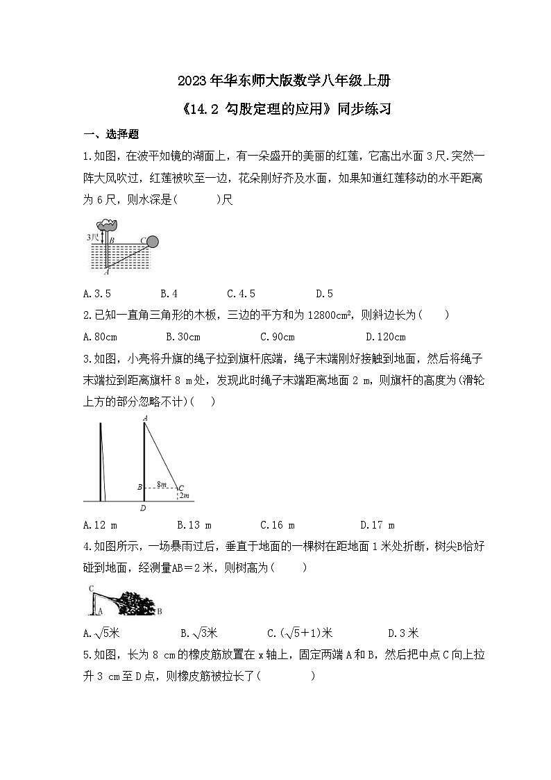 2023年华东师大版数学八年级上册《14.2 勾股定理的应用》同步练习(含答案)01
