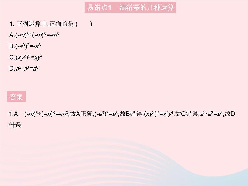 第14章 整式的乘法与因式分解易错疑难集训一 人教版八年级数学上册作业课件第3页