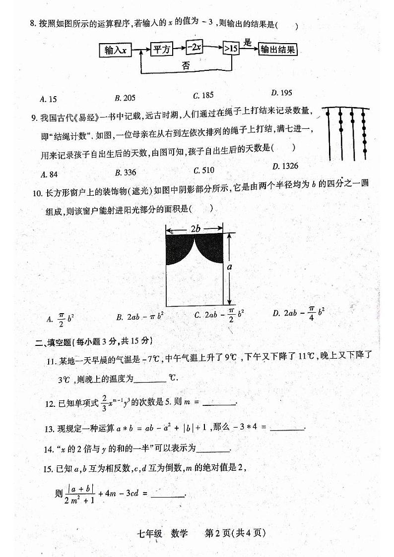 河南省洛阳市伊川县2023-2024学年七年级上学期期中数学试题02