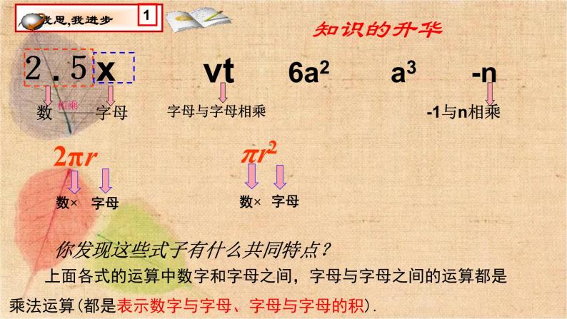 人教版数学七年级上册 2.1 第2课时 单项式 课件04