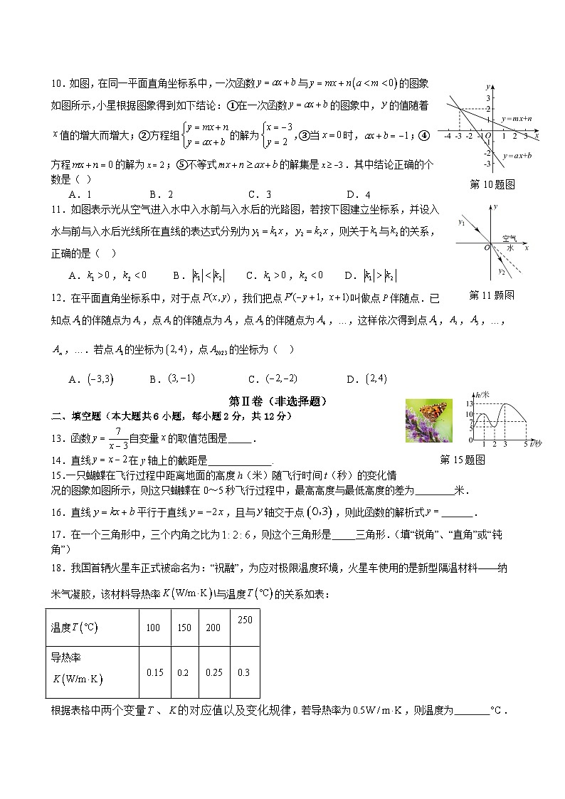 广西百色市靖西市2023—-2024学年上学期期中学科素养调研测试八年级数学卷02