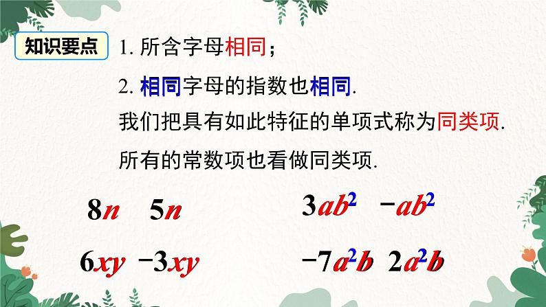 人教版数学七年级上册 2.2 第1课时 合并同类项课件第5页