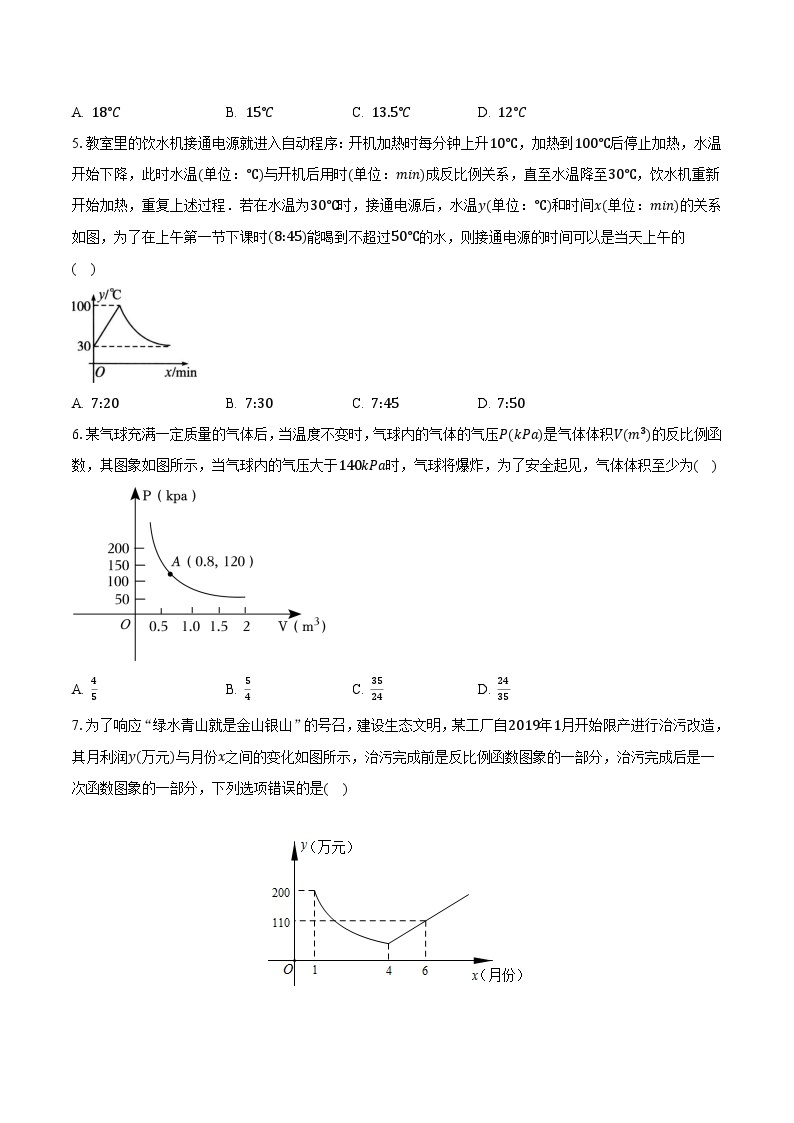 26.2实际问题与反比例函数 人教版初中数学九年级下册同步练习（含答案解析）02