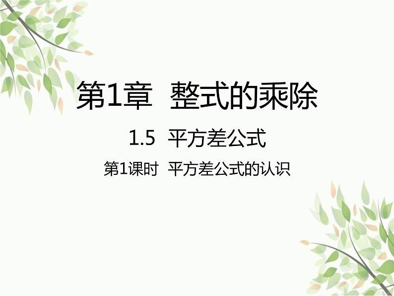 北师大版数学七年级下册 1.5 平方差公式第1课时 平方差公 式的认识-课件01