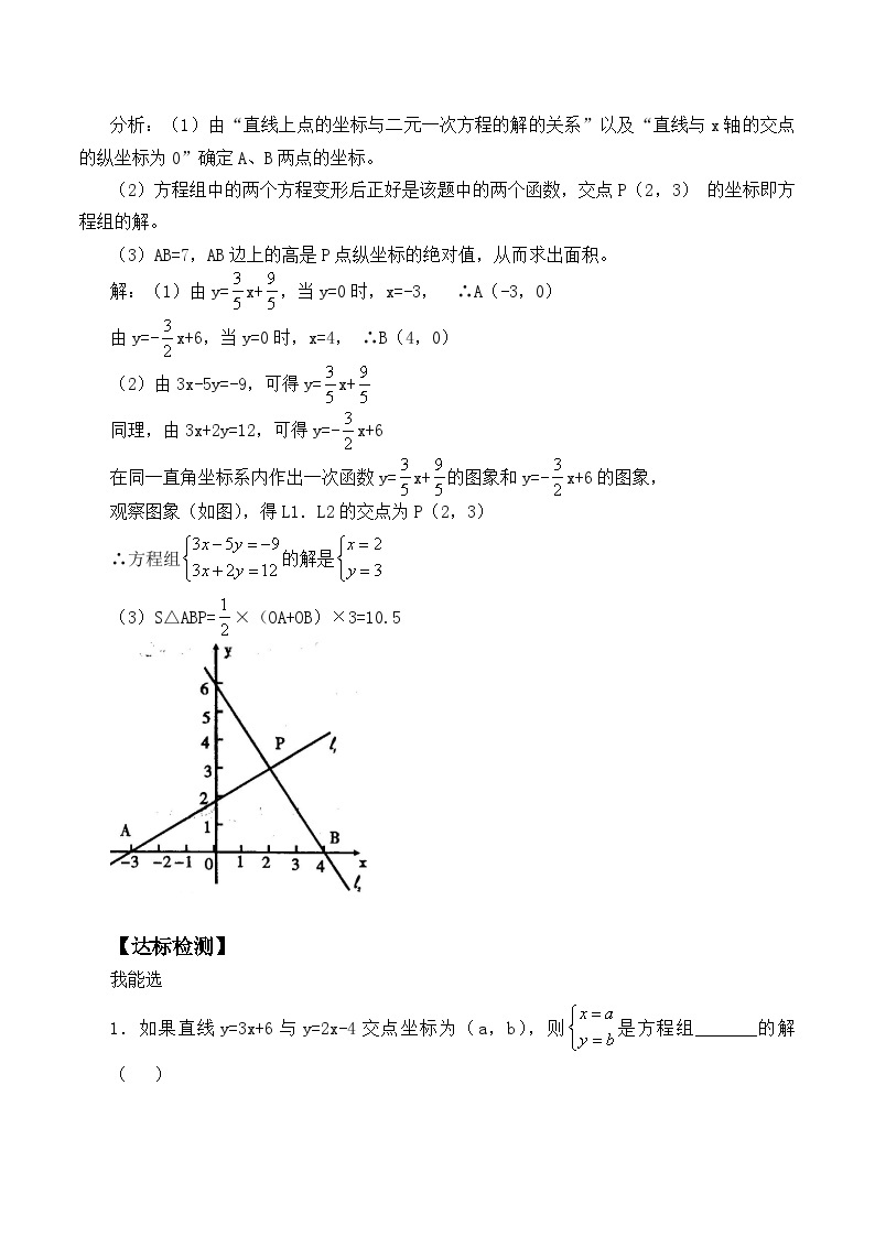 人教版8年级下册数学 19.2.3 一次函数与方程、不等式   学案1202
