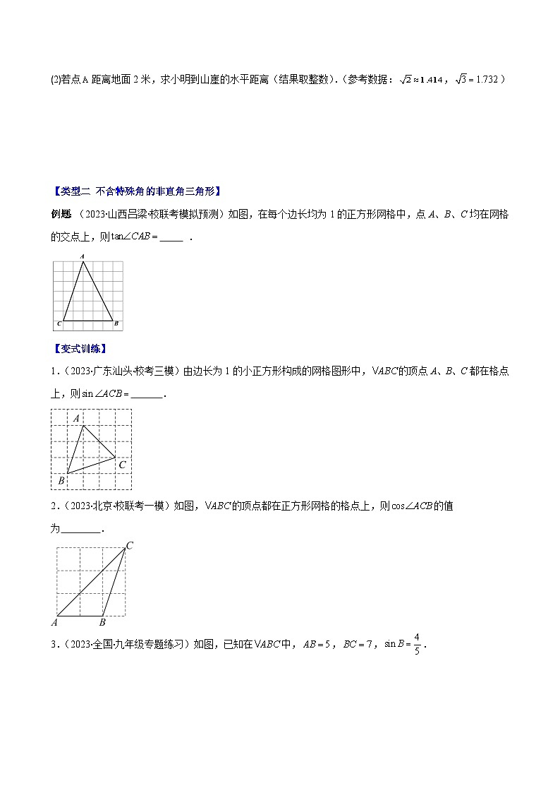 专题14 模型构建专题:解直角三角形应用中的基本模型压轴题六种模型全攻略-【常考压轴题】2023-2024学年九年级数学上册压轴题攻略(湘教版)03