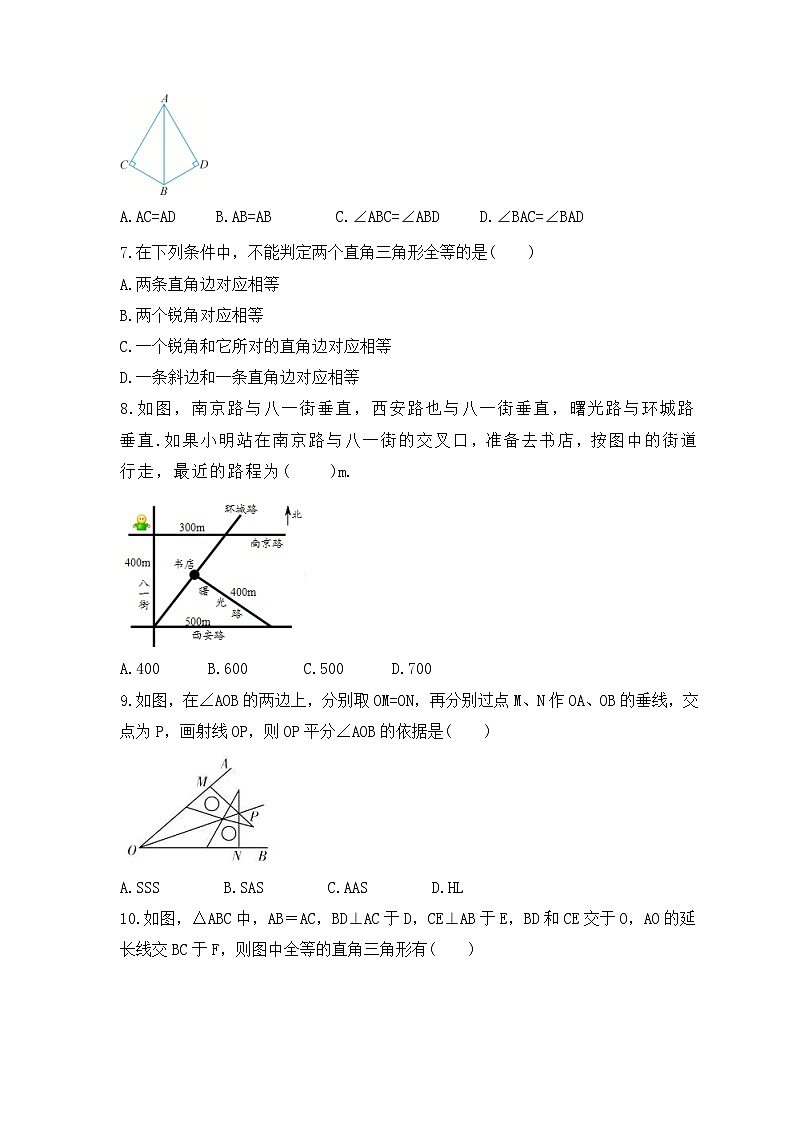 2023年冀教版数学八年级上册《17.4 直角三角形全等的判定》同步练习(含答案)02