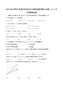 2023-2024学年江苏省苏州市苏州工业园区唯亭学校九年级（上）9月月考数学试卷（含解析）
