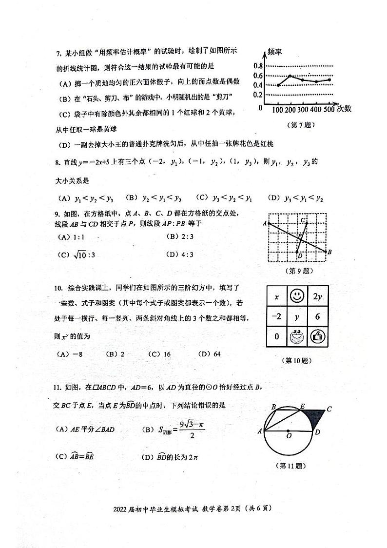 2022年贵州省白云适应性考试数学试题(图片版)第2页